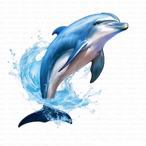 Dolphin Clipart | 5 High Quality JPGs | Digital Download | Dolphin Playing Clipart | Printable Watercolor Clipart | Paper Craft | Wall Art