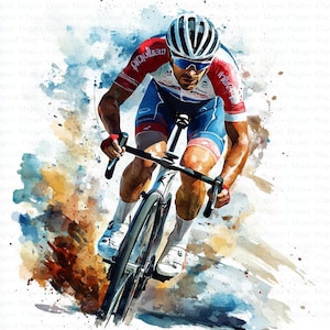 Fietsen clipart | 5 JPG's van hoge kwaliteit | Digitale download | Wielerwedstrijd | Wielrennen op de weg | Afdrukbare aquarel clipart | Papiermodellen | Kunst