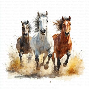 Laufende Pferde Clipart | 5 hochwertige JPGs | Digitaler Download | Pferde im Meer | Druckbare Aquarell Clipart | Sublimation | Junk-Tagebücher