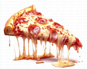 Watercolor Pizza Clipart | 5 JPGs, Fast Food Art (Digital Download)