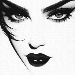 Woman Face Clipart | 5 High Quality JPGs | Digital Download | Face Line Art Clipart | Printable Watercolor Clipart | Paper Craft | Wall Art