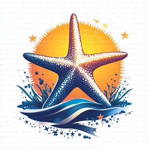 Starfish Clipart | 5 High Quality JPGs | Digital Download | Junk Journal | Starfish in Beach | Printable Watercolor Clipart | Paper Craft