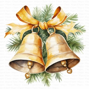 Christmas Bells Clipart | Set-2 | 5 High Quality JPGs | Digital Download | Journaling | Card Making | Christmas Clipart | Christmas Images