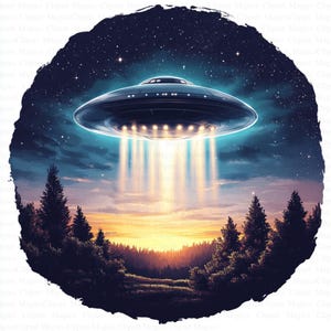 UFO Clipart | 5 High Quality JPGs | Digital Download | Wall Art | UFO in Sky | Aliens Clipart | Printable Watercolor Clipart | Paper Craft