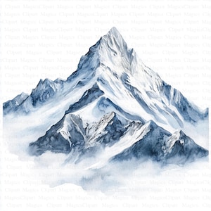Watercolor Mountain Clipart | 5 High Quality JPGs | Digital Download | Mountain Range Clipart | Watercolor Mountain | Mountain Illustration