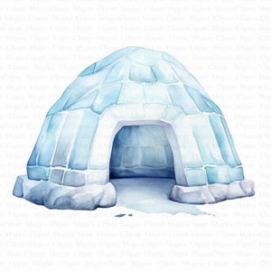 Clipart di Igloo | 5 JPG di alta qualità | Download digitale immediato | Tecnica mista | Creazione di biglietti | Artigianato digitale in carta | Album di ritagli | Immagine ritagliata