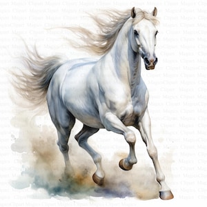 Clipart de caballo blanco | 5 JPG de alta calidad | Descarga digital instantánea | Manualidades de papel digital | Fabricación de tarjetas | Arte | Arte infantil | Imágenes prediseñadas de caballos