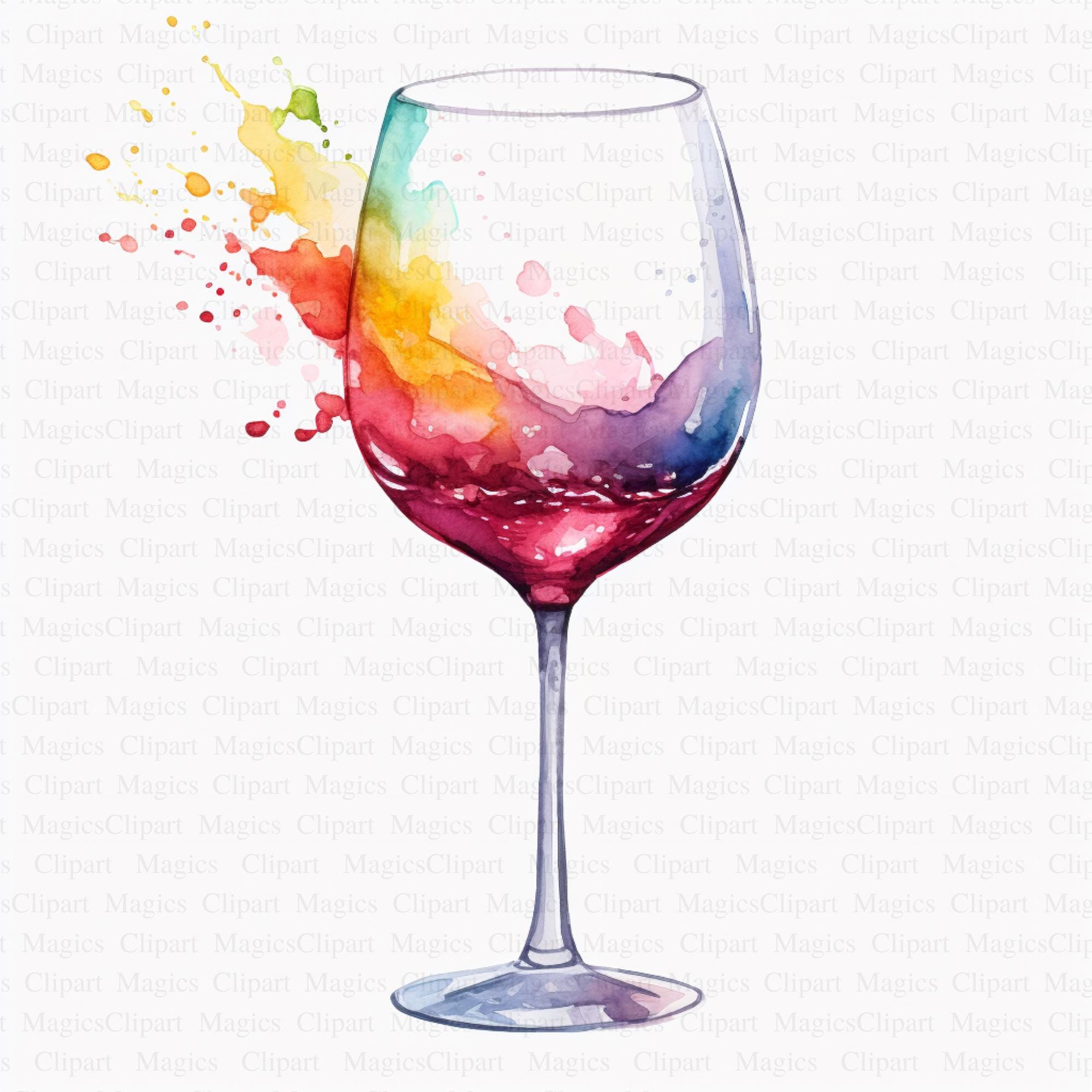 Wine Glass Clipart 5 High Quality Jpgs Instant Digital Download Glasses ...