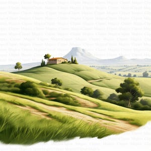 ClipArt di colline ondulate | 5 JPG di alta qualità | Download digitale | Arte murale | Creazione di biglietti | Arte ad acquerello | Tecnica mista | Artigianato di carta digitale