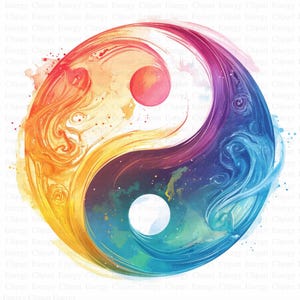 Disegno di Yin Yang | 5 JPG di alta qualità | Download digitale | Artigianato digitale in carta | Arte Yin Yang | Tecnica mista | Creazione di biglietti | Album di ritagli