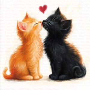 Kätzchen Liebe Clipart | 5 hochwertige JPGs | DigitalDownload | Wandkunst | Romantische Katzen Clipart | Druckbare Aquarell Clipart | Papierhandwerk