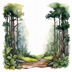 Forest Trail Frames Clipart | 5 High Quality JPGs | Digital Download | Digital Paper Craft | Card Making | Watercolor Art | Mixed Media