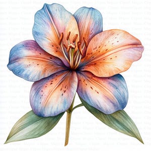 Coloured Lily Clipart | 5 High Quality JPGs | Digital Download | Junk Journal | Lilies Clipart | Printable Watercolor Clipart | Paper Craft