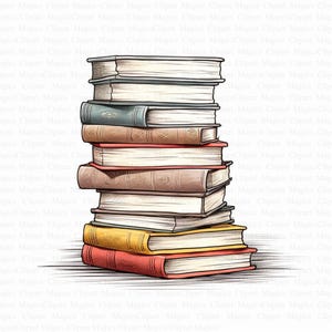 Stack of Books Clipart | 5 High Quality JPGs | Instant Digital Download | Card Making | Nursery Art | Books Clipart | Digital Paper Craft