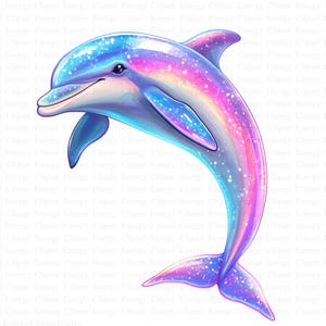 Bunte Delfine Clipart | 5 hochwertige JPGs | Digitaler Download | Kartenherstellung | Delfin-Druck | Digitales Papierhandwerk | Aquarellmalerei