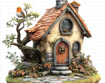 Watercolor Birdhouse Clipart | Cottage Illustration (Digital Download)