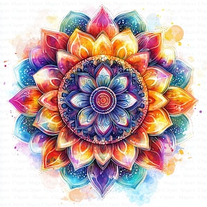 Abstract Mandala Clipart | 5 High-Quality JPGs | Digital Download | Scrapbooking | Spiritual Mandala Art | Printable Watercolor Clipart