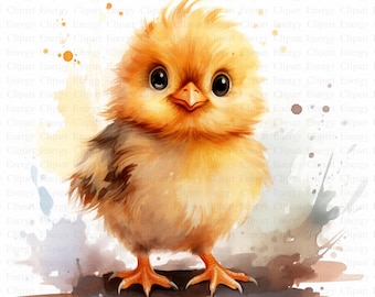 Watercolor Chick Clipart | Nursery Art, Card Making (Digital Download)