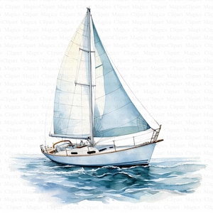 Clipart voilier | 5 fichiers JPG de haute qualité | Téléchargement numérique instantané | Fabrication de cartes | Art marin | Impression voilier | Créations numériques en papier | Clipart
