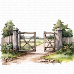 Portes sur la campagne des cliparts | 5 fichiers JPG de haute qualité | Téléchargement numérique | Clipart été | Fabrication de cartes | Journalisation | Clipart campagne