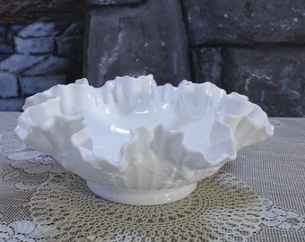 Westmoreland FlutedCrimped Hobnail Milk Glass-6 Fluted Rose Bowl Free shipping!!!!
