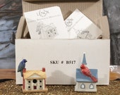 Vintage Lenox miniatures Bird House Figures Cardinal Church, Plantation , Fairy garden
