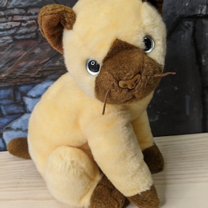 TY Beanie Buddies Collection Cat Siam Plush Siamese Stuffed Yellow Kitten 2002 Toy Blue Eyes Gold Collar Childhood Gift Kids Pet Animal