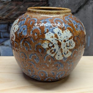 Mikael Carstanjen Vintage Pottery Vase Flowers Pot Studio Art 7" Tall Signed Texture Blue Brown Glaze