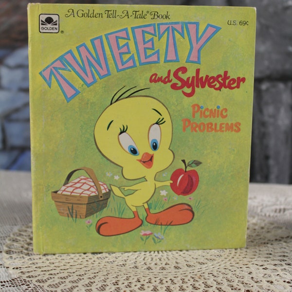 Tweety et Sylvester par Betty Biesterveld Illustré Leon Jason Studio 1970 Goldentell a Tale livre pour enfants vintage Retro collectible