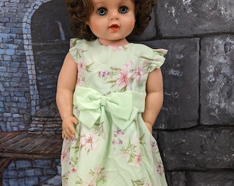 Vintage 1950s Eegee Vinyl Baby Doll Squeaker Sleep Eyes LUV-ABLE Skin Doll 21&quot; Bendable Childhood Toy Sitting Standing Head Turns Creepy