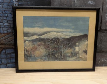 Mt. Washington New Hampshire NH Hertha Flack Appalachian Watercolor Print Framed Trail Pinkham Notch