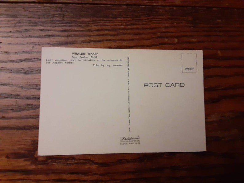 Postcard Whalers Wharf San Pedro CA California Los Angeles Harbor Chrome 60s unused