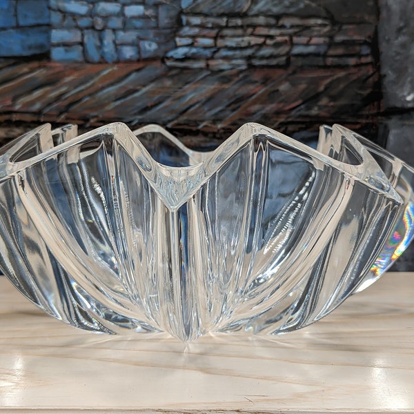 French Cristal D'Arques Gigogne Art Glass Lead Crystal Vase Bowl Star Shape 12in Paris Mothers Day Gift Centerpiece
