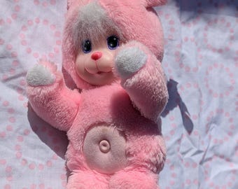 Vintage Mattel Magic Nursery Pet Bunny Rabbit  Pink Plush Toy 1990 Rubber Face