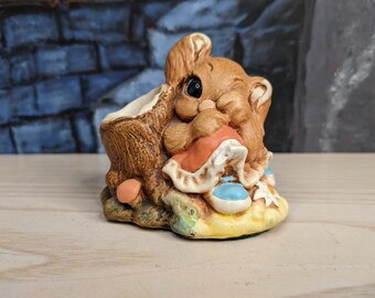 Moorcroft Stoneware Tinker Ware Sally Figurine Bunny Rabbit John Valentine Toothpick holder Figurine Hand painted Made England Gift Kitsch