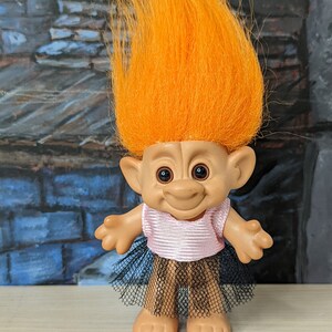 Vintage Forest Troll Doll Orange Hair 4 Figure W/ Dress IMM Treasure ...