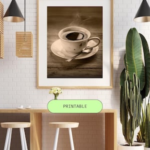 Printable Coffee Cup Art | Digital Aesthetic Wall Decor | Kitchen Art Print | Coffee Station Decor | Instant Decor Art