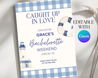 Coastal Bachelorette Party Invitation: Editable Canva Template