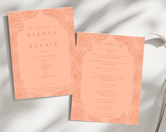 Indian Wedding Program, Program Fan, Editable Digital Template, Hindu Wedding Invitation