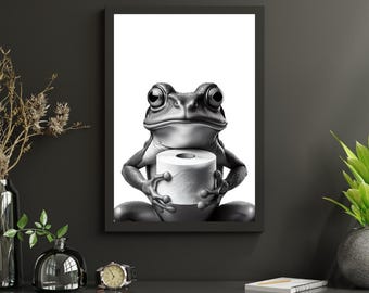 Funny Frog Bathroom Print: Humorous Home Decor (Digital Download)