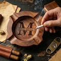 Personalized Wooden Cigar Ashtray, Custom Engraved Cigar Accessory, Father's Day Gift for Dad, Unique Anniversary Gift for Husband