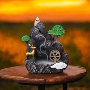 Resin Waterfall Incense Burner Backflow Incense Holder Fountain Incense Eva for Home Office Decor Gift