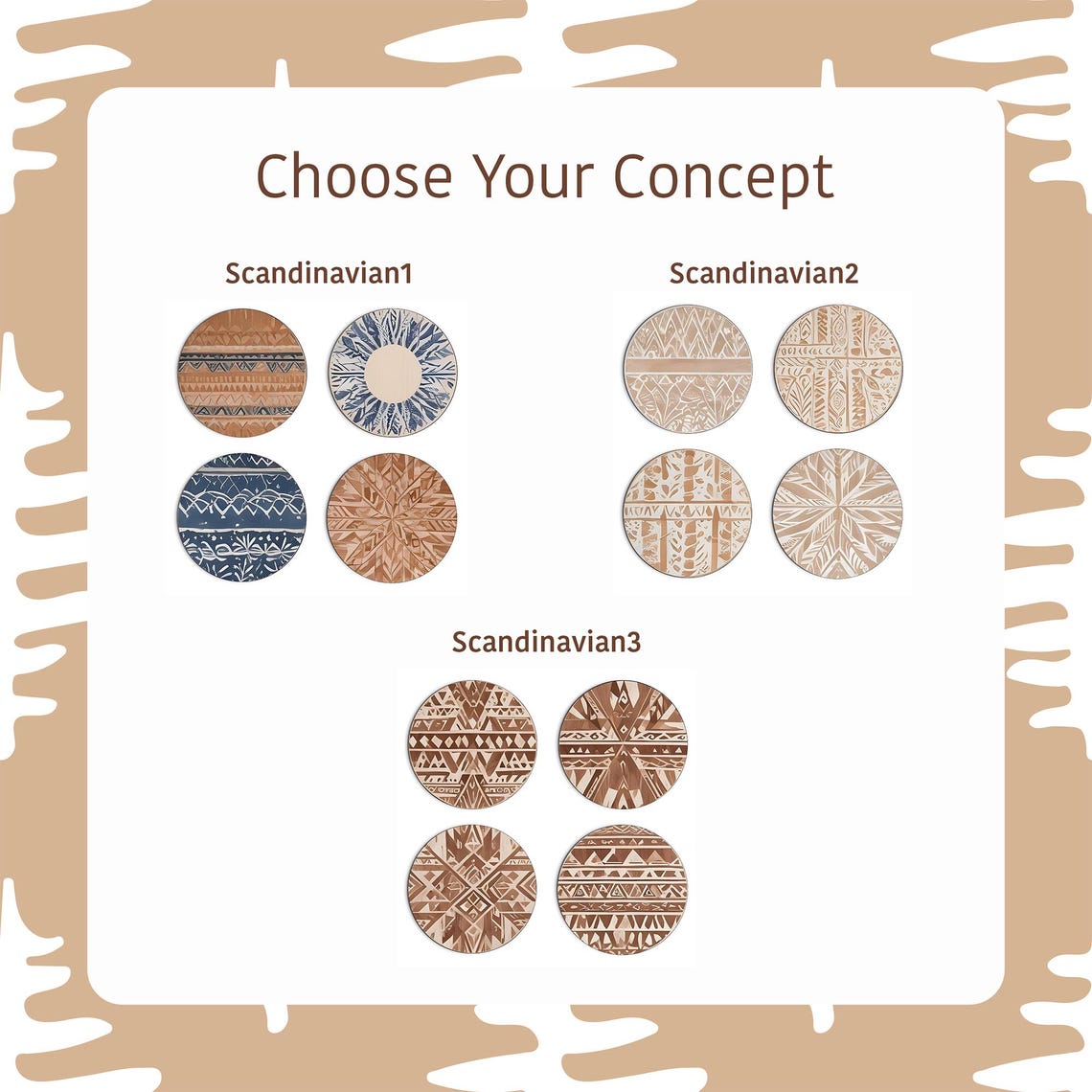 Image showcasing 4 Piece Wooden Scandinavian Wall Art Set for Living Room Bedroom ...