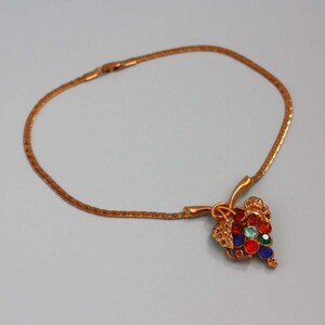 Colorful Rhinestone Grape Cluster Necklace - Vintage Costume Jewelry