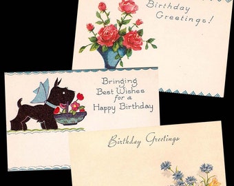 Vintage Blumenladen Geschenkanhänger und Grüße - Alles Gute zum Geburtstag - Geburtstagsgrüße - Kleine Karten - Papier Ephemera - Scrapbooking Zubehör