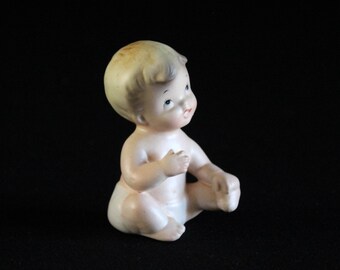 Vintage Inarco Baby Figurine - Mid Century Bisque Figurine c. 1961 - Child - Baby - Toddler - Inarco E-183/S - Piano Baby - Collectible