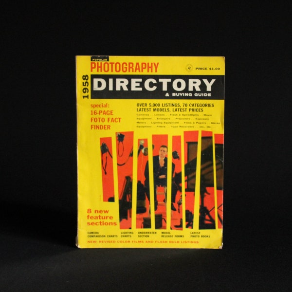 Popular Photography Directory & Buying Guide - Vintage Magazine c. 1958 - Ziff-Davis Publishing Company - Camera - Photographer