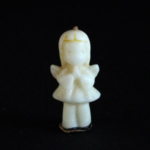 Gurley Angel Girl Candle - Novelty Holiday Candle Decoration - Christmas Decor - Winter - Figural Wax Candle - Vintage Christmas - Praying