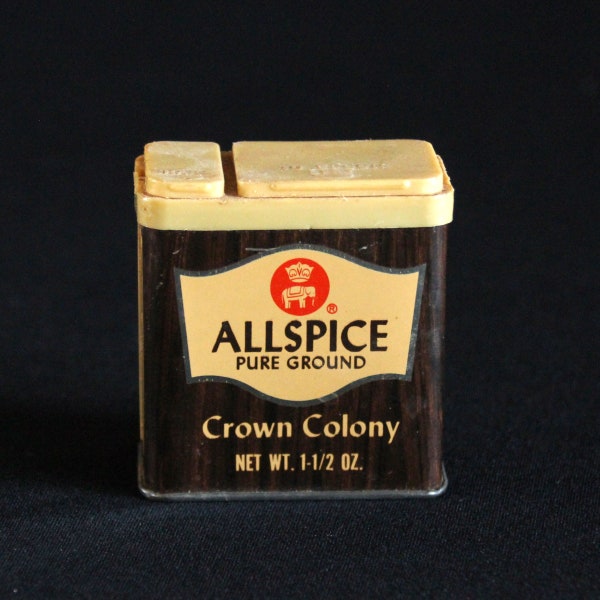 Vintage Crown Colony Spice Tin - Pure Ground Allspice - Spice Container - Safeway - 1.5 oz - Retro Kitchen Decor - Mid Century 1974