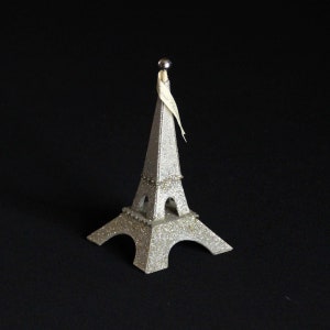 Figura vintage de la Torre Eiffel - Decoración de cartón - Coleccionable - Un Souvenir Charmant - Silver Glitter Eiffel Tower